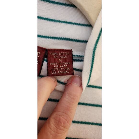 Vintage American Eagle for Her Mock Turtleneck White Green Stripe‎ Top Sz M NWT - Picture 7 of 8